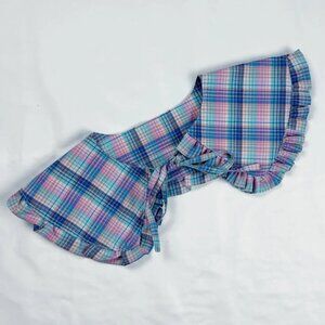Detachable Blue Plaid Collar – Ruffle Trim Statement Accessory